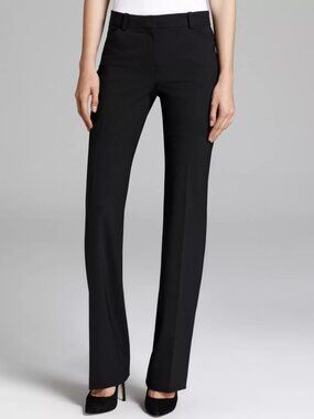 Theory Wool Tailored Trousers Black Slim Creased Work Pants Size 8